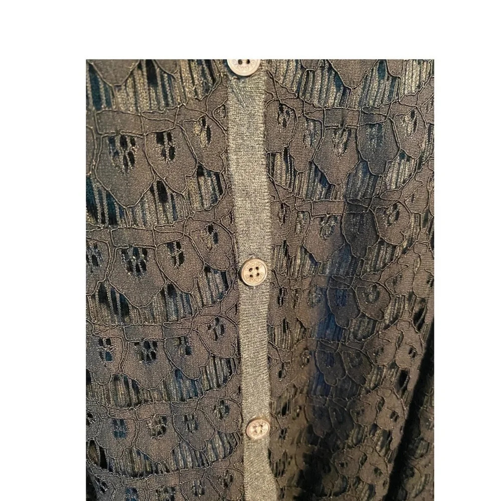 Vince Camuto gray & black lace cardigan coquette girl , dark academia , classic - Picture 9 of 9